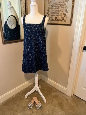 Navy Floral beaded Mini Dress